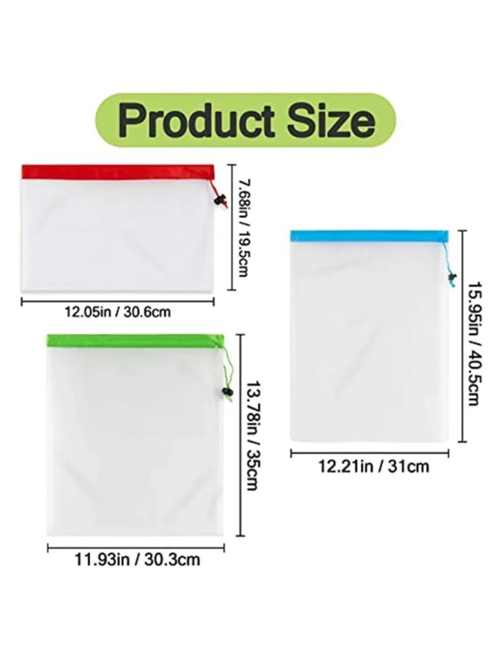 12PCS Reusable Produce Bags Mesh Produce Bags Drawstring Reusable